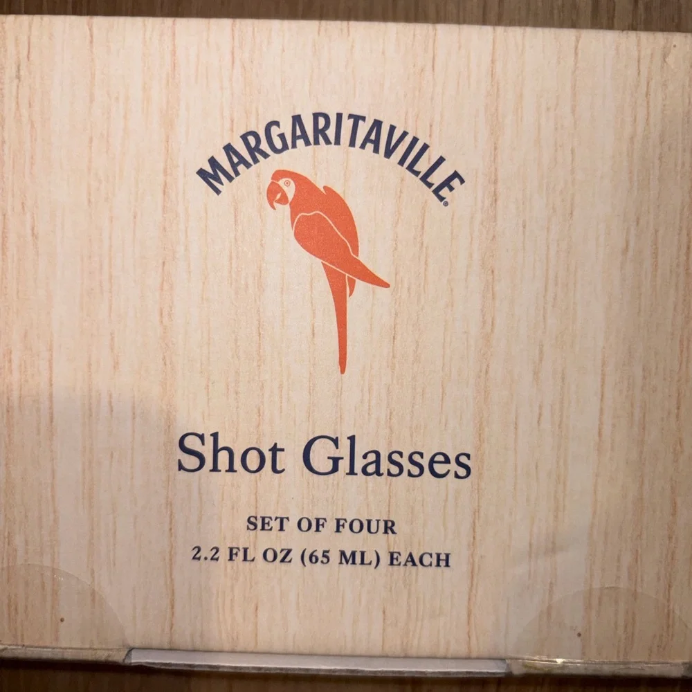 New 4 Margaritaville Shot Glasses It's 5 O'clock Somewhere Glass Set 2.2 Oz